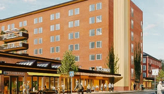 Exteriör av Bromma sjukhus i Stockholm.