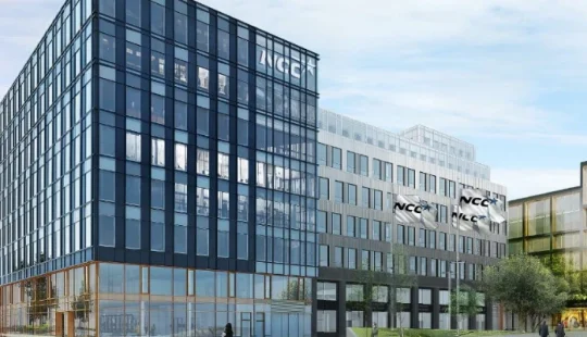 Exteriör av NCC:s huvudkontor i Solna.