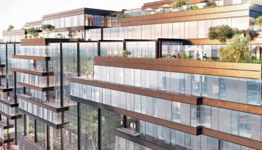 Vy av hotellbyggnad i centrala Stockholm.